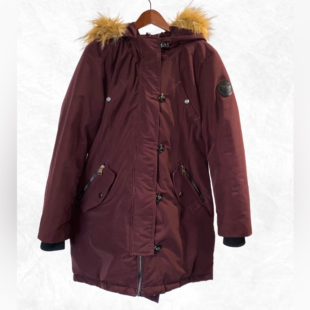 BEBE Winter Coat Large Removable Fur Collar Ski Jacket